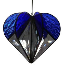 3D Heart Stained Glass Suncatcher Pendant Ornaments Multi-Sided Heart Pendant