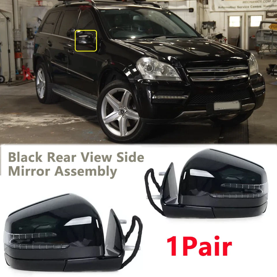 Black Rear View Side Mirror Assembly For Mercedes Benz W164 X164 ML GL 2005-2011 Foto 1 de 4