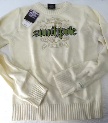 NOS Y2K South Pole White Sweater Youth XL Green Lettering - Image 1 of 4