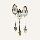 Set of 3 Sterling Silver Serving Spoons by Gorham, Medallion Pattern