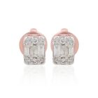 H/Si Baguette Diamond Minimalist Cushion Stud Earrings 10K Rose Gold 0.22 Ct