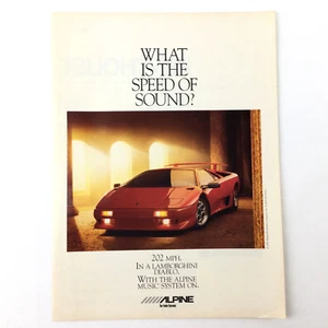 Lamborghini Diablo 90s VTG PRINT AD Alpine Music Car Audio Speed of Sound - Picture 1 of 1
