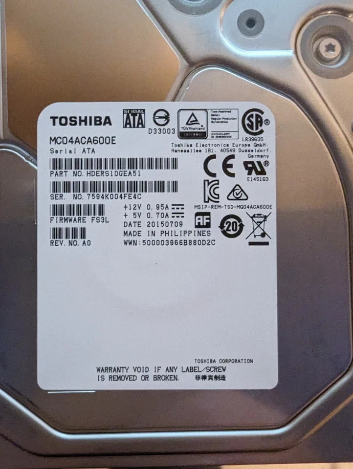 Toshiba 6TB,Internal,7200 RPM,3.5inch (MG04ACA600E) Hard Drive - Image 1 of 1