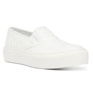 Womens White Slip-Resistant Quilted Breathable Round Toe Slip On Sneakers 7 M - Picture 1 of 6