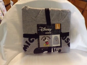 New Disney Mickey Mouse Graphic Print Hoodie Gray Size Large Great Gift - Picture 1 of 6