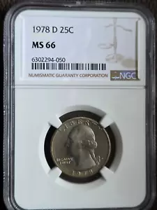 1978 D Washington Quarter MS 66 NGC - Picture 1 of 3