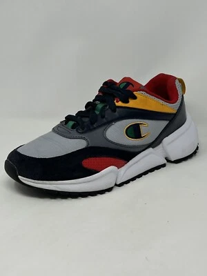CHAMPION RETRO Boys 7Y  Sneakers Gray Blue Gold Red Low Top Trainers Sport Shoes - Image 1 of 4
