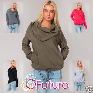 Damas Informal Jumper con Bolsillos Cuello Capucha Top Suéter Tallas 8-18 FT1439 - Imagen 1 de 9