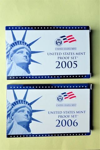 2005 + 2006 United States Mint Proof Set's - Original Box + COA. -super clean Cover