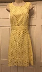 DKNY Sunshine Yellow Broderie Anglaise Cotton Summer Dress - Picture 1 of 13