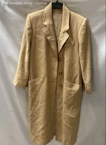 Jacobson's Womens Beige Pure Camels Hair Long Sleeve Pockets Overcoat Size Large - Picture 1 of 6