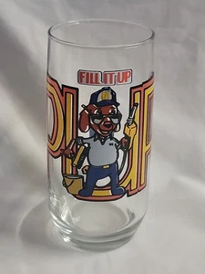 Vintage Ultramar Gas Fill It Up Pup Mechanic 1986 Vintage Drinking Glass Promo - Picture 1 of 7