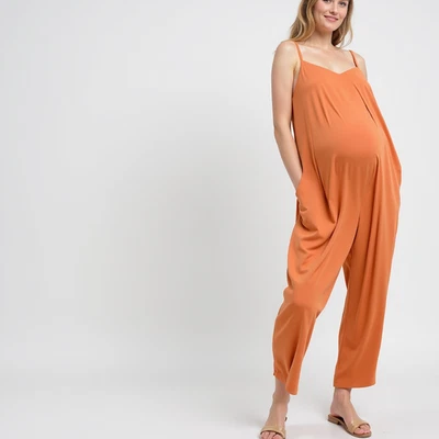 Mono de maternidad de gran tamaño - Mameluco informal suelto suave para embarazo Foto 1 de 4