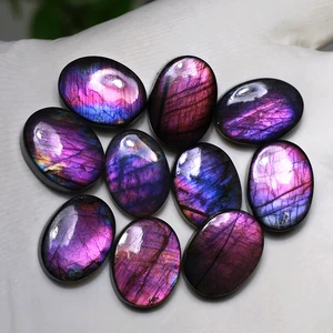 Rosa Violett Aurora ~ 10 Stck. Natürlicher Spektrolit 16 mm x 12 mm Oval Cabochon Edelsteine - Bild 1 von 10