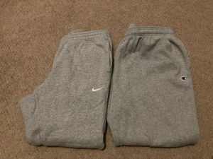 Nike & Champion Lot Sportswear Club Fleece Jogger Sweatpants XL/2XL Gray Tapered - Picture 1 of 21