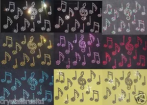12 MUSIC NOTE IRON-ON HOTFIX RHINESTONE CRYSTAL BEAD STONE COSTUME TSHIRT PATCH - Picture 1 of 9