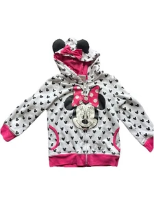 Disney Girls Pink Minnie Mouse Hoodie with Bow and Ears Size 4T Polka Dot - Picture 1 of 8