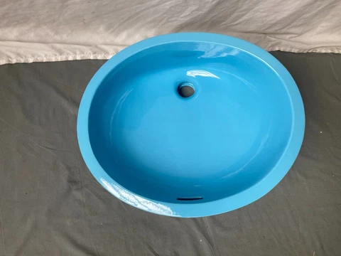Vtg NOS Ceramic New Orleans Blue 17x14 Under Mount Bath Sink Kohler 372-23E Cover