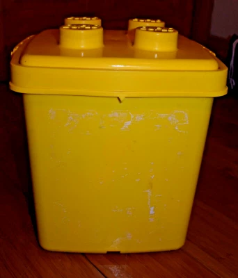 Vintage Yellow Lego Duplo Bucket with Carrying Handle & Bricks  - Image 1 of 4