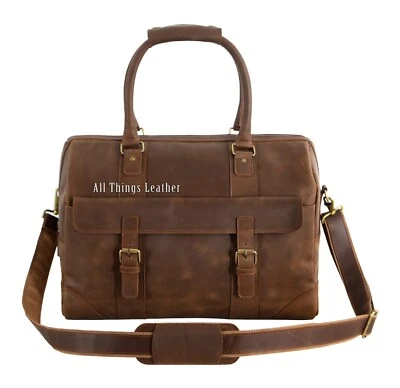 Holdall Crazy Horse Vintage Leather Weekend Bag Travel Luggage Duffle Sports Bag - Image 1 of 4