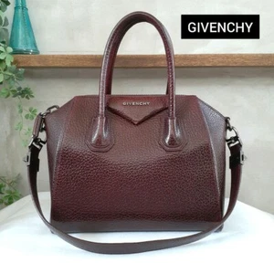 GIVENCHY Antigona Small Leather Handbag 2way Shoulder Bag Brown Used Italy - Picture 1 of 12
