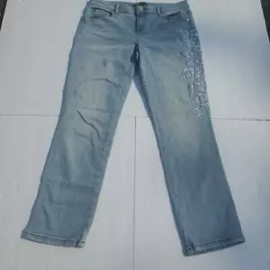 Simply Vera Women's Capri Denim Embroidered Floral Blue Jeans Size 4 Vera Wang - Picture 1 of 6