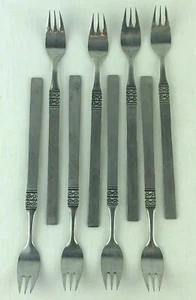 Northland Oneida Danish Fling Pattern Cocktail Seafood Forks Japan Set of 8 - Picture 1 of 5
