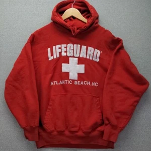 Sudadera con Capucha Salvavidas Atlantic Beach NC Grande Roja con Acentos Bordados Blancos Suéter - Imagen 1 de 15