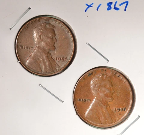 1956-P + 1956-D USA Lincoln Wheat Cent Set - INV# X-1867   🇺🇸 Cover