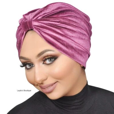 Turban, hat  Head wrap, Fashion Turban Cap -Turban Headband  Velvet in 9 Colors  - Image 1 of 4