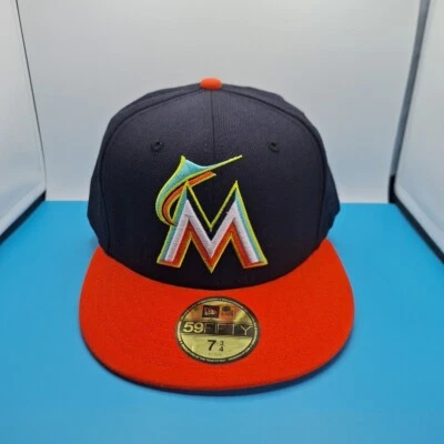 New Era 59FIFTY Miami Marlins Fitted 7 3/4 Hat Cap Black MLB Wool - Image 1 of 4