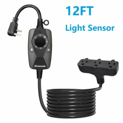 DEWENWILS Sensor de Luz Exterior Enchufe Salida Temporizador con Cable de Extensión de 12 Pies  Foto 1 de 4