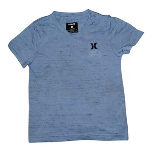 Hurley Boys Size 7 Heather Blue V-Neck Short Sleeve T-Shirt Logo Tee Soft - Picture 1 of 5