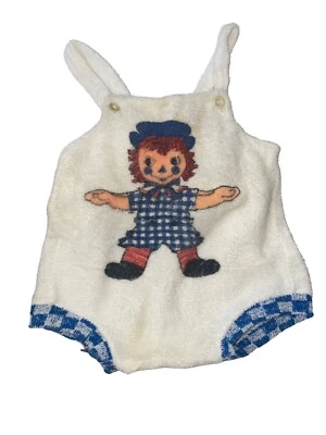 De colección Raggedy Ann Traje de Sol Mameluco Terry Shortall Blanco Años 60 Años 50 Años 70 Foto 1 de 2