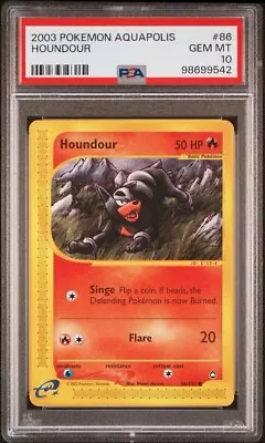 2003 Pokemon Aquapolis #86 Houndour Non Holo PSA 10 Card GEM MINT! Free Shipping - Image 1 of 2