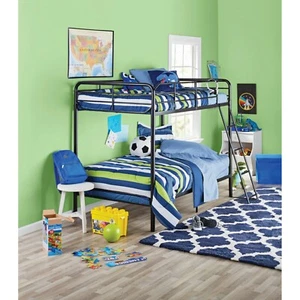 bunk bed metal frame twin size black ladder - Picture 1 of 7