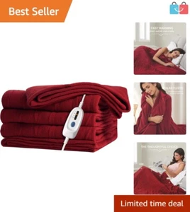 Soft Polyester Electric Heated Throw Blanket - 62"x84", 4 Heat Levels, Burgundy - Picture 1 of 9