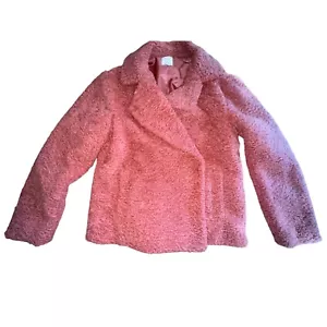 Chaqueta Lauren Conrad Rosa Malva Peluche Doble Pecho - Talla Mediana - Imagen 1 de 4