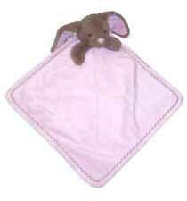Blankets & Beyond Pink Tan Bunny Baby Blanket Plush Head Corner Security Lovey