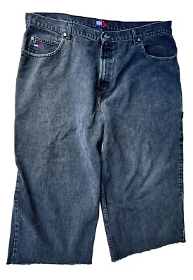 Vintage 90s Tommy Hilfiger Carpenter Shorts Cut-Off Bottoms Men's Size 42 Black - Image 1 of 4