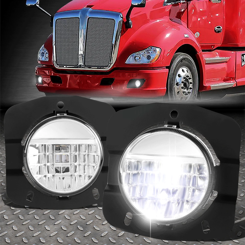 FOR 11-24 KENWORTH T680 FULL LED DRIVING FOG LIGHT LAMPS SET CHROME HOUSING - Image 1 of 4