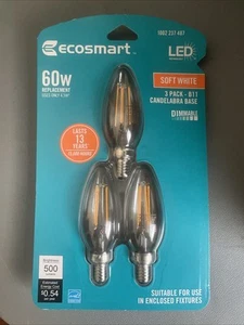 EcoSmart 60-Watt Replacement B11 Dimmable Candelabra Base Energy Star Soft White - Picture 1 of 2