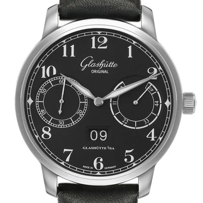 Glashutte Senator Observer Steel Black Mens Watch 1-00-14-07-02-30 Papers - Image 1 of 4