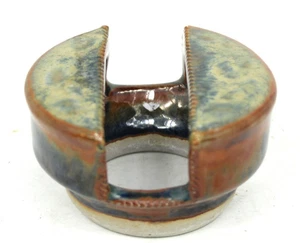 GLAZED CERAMIC POTTERY SPONGE HOLDER HANDMADE BROWN SLATE EARTHTONES - Picture 1 of 6