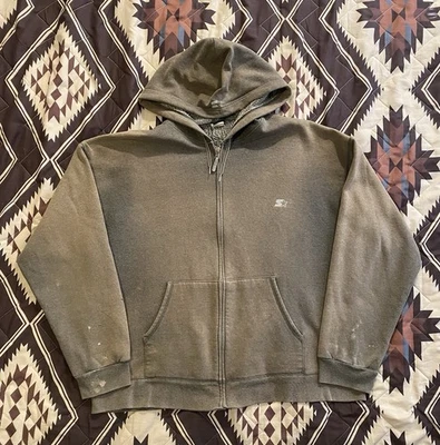 Vintage Starter Full Zip Fleece Hoodie KILLER Sun Fade Distressed Grunge Large - Image 1 of 4