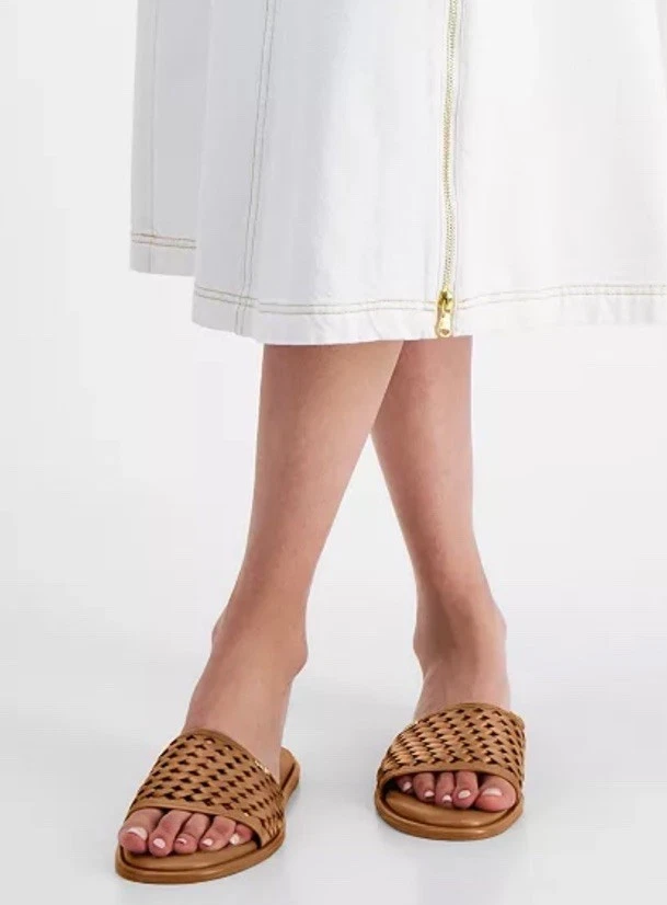 Michael Kors Women's Luggage Brown Saylor Slide Leather Sandals Size 6,5 M - Image 1 of 4