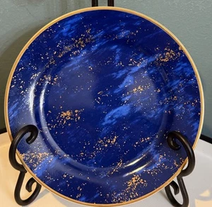 L’objet For NEIMAN MARCUS 6-5/8" BREAD PLATE LAPIS Blue LAZULI & GOLD - Picture 1 of 4