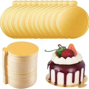 Trabag 100 Stück Cakeboard Rund, 9Cm Cake Board, Mousse Tortenunterlage, Gold Ku - Bild 1 von 12