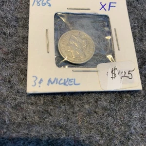 1865 Three Cent Nickel Civil War Era Coin in Fine Condition 052825 30 - Picture 1 of 6