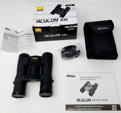 Бинокль Nikon Aculon A30 10x25 с ремешком и чехлом новый в открытой коробке - Изображение 1 из 4